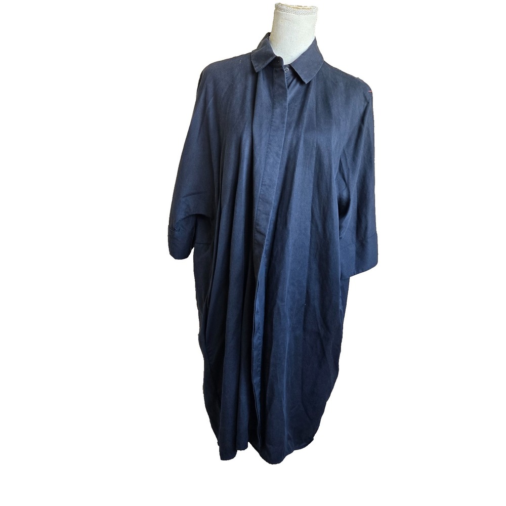 COS Womens Black Denim Short Sleeve Button Front Midi Shirt Dress Size‎ XS